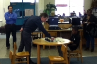 Michael Adams at the simul, Jeb Bush Jr in background